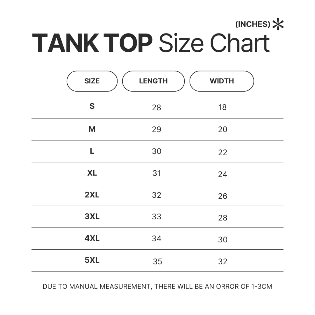 Tank Top Size Chart - Fate/strange Fake Store