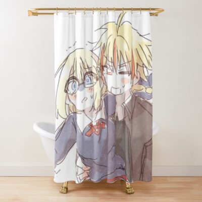 Fate Strange Fake Saber And Ayaka Sajyou Chibi Shower Curtain