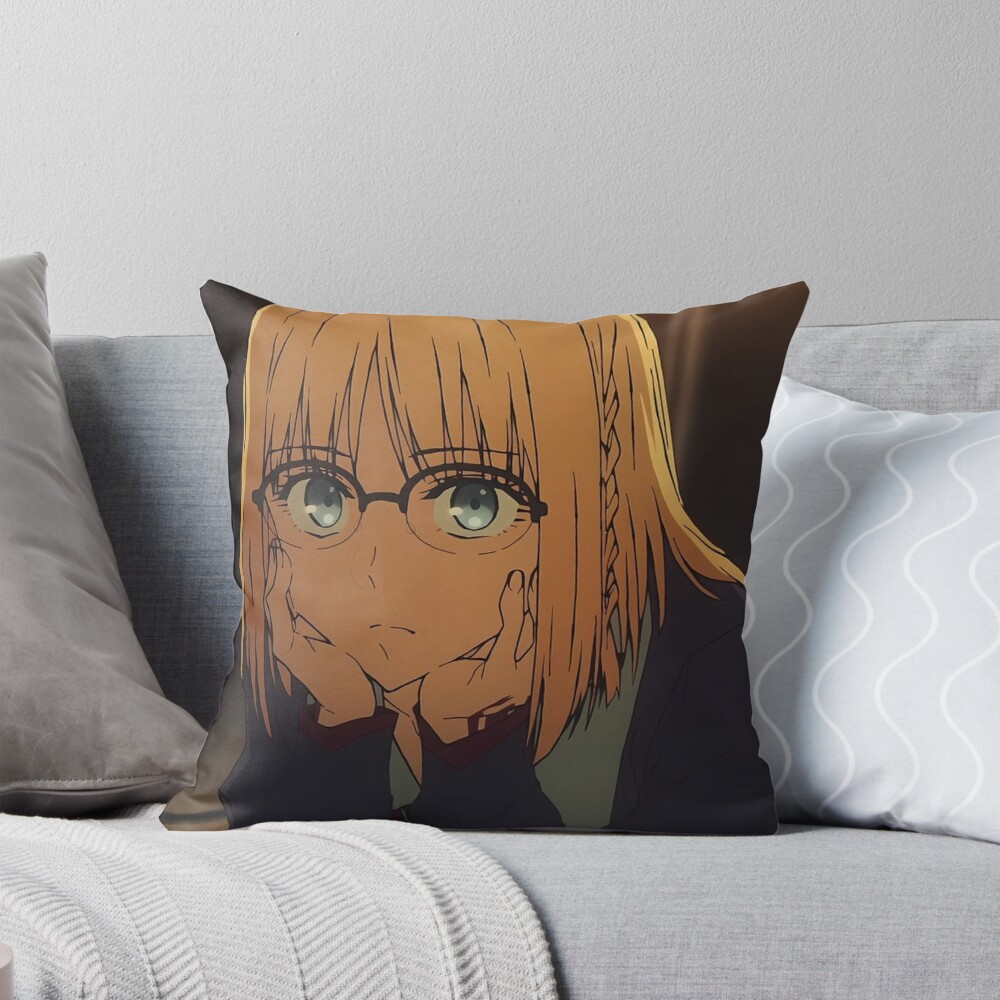 Fate Strange Fake Ayaka Sajyou Retro Design Throw Pillow